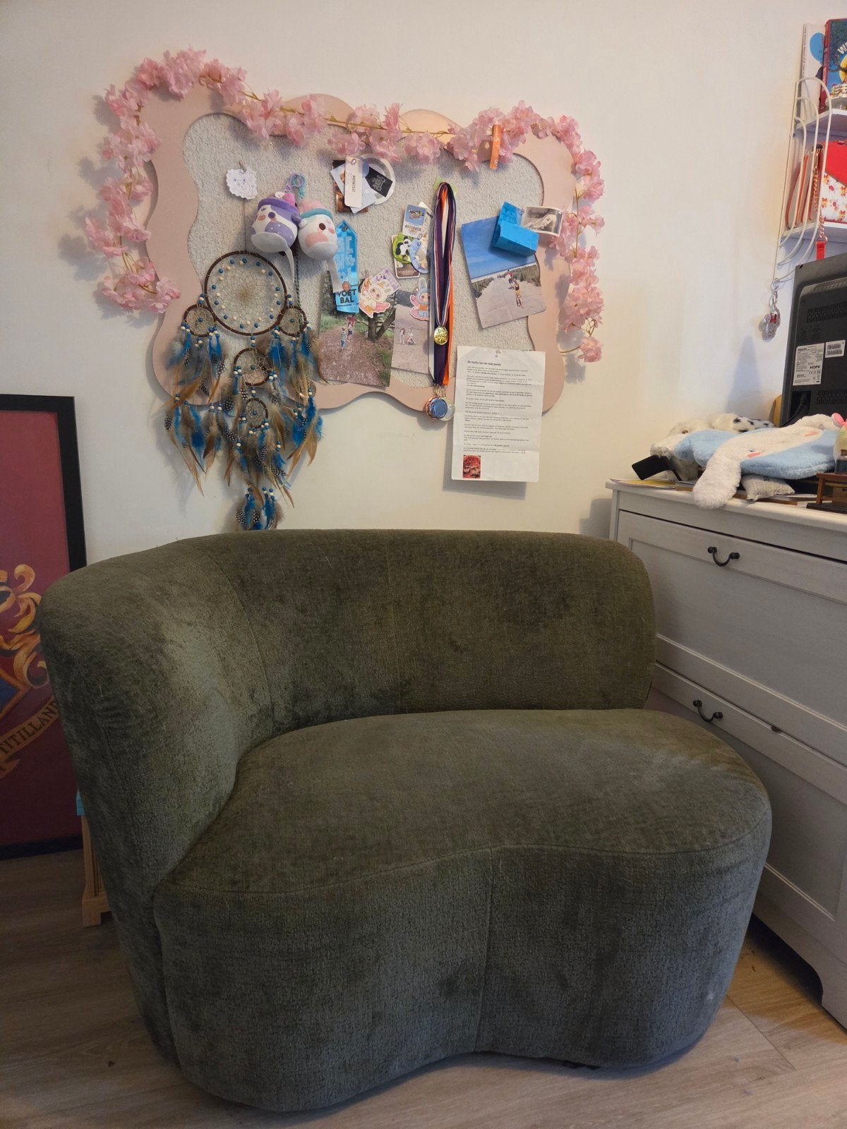 Woood Stone Velvet Bankje/Stoel, Ophalen, Gebruikt, Overige kleuren, Modern, Organisch