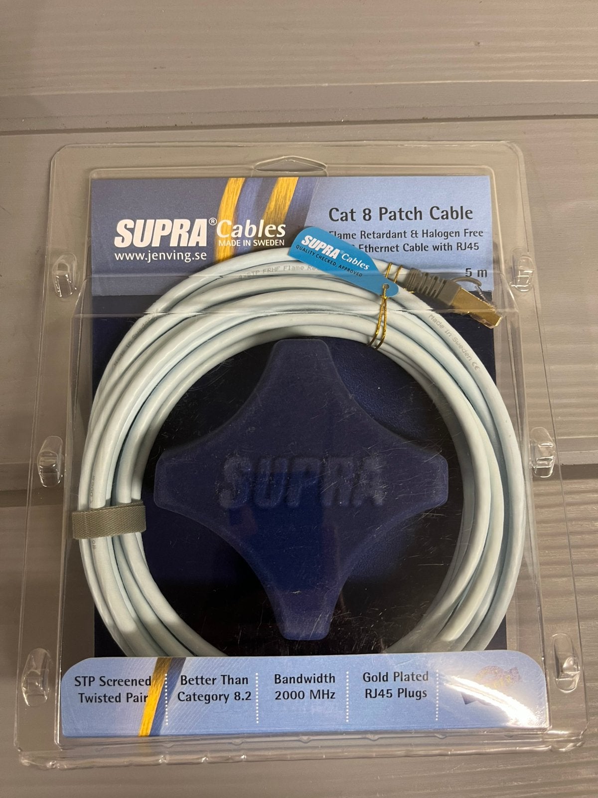 SUPRA Cables CAT 8 STP 5,0 meter Patch kabel, Ophalen of Verzenden, Zo goed als nieuw