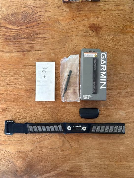 Garmin HRM-Dual Hartslagmeter met borstriem, Sport en Fitness, Hartslagmeters, Ophalen of Verzenden, Zo goed als nieuw, Garmin