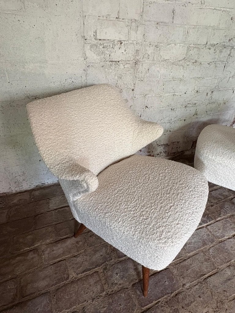 Set van 2 vintage cocktailstoelen (prof. herstoffering), 75 tot 100 cm, Zo goed als nieuw, Stof, 50 tot 75 cm