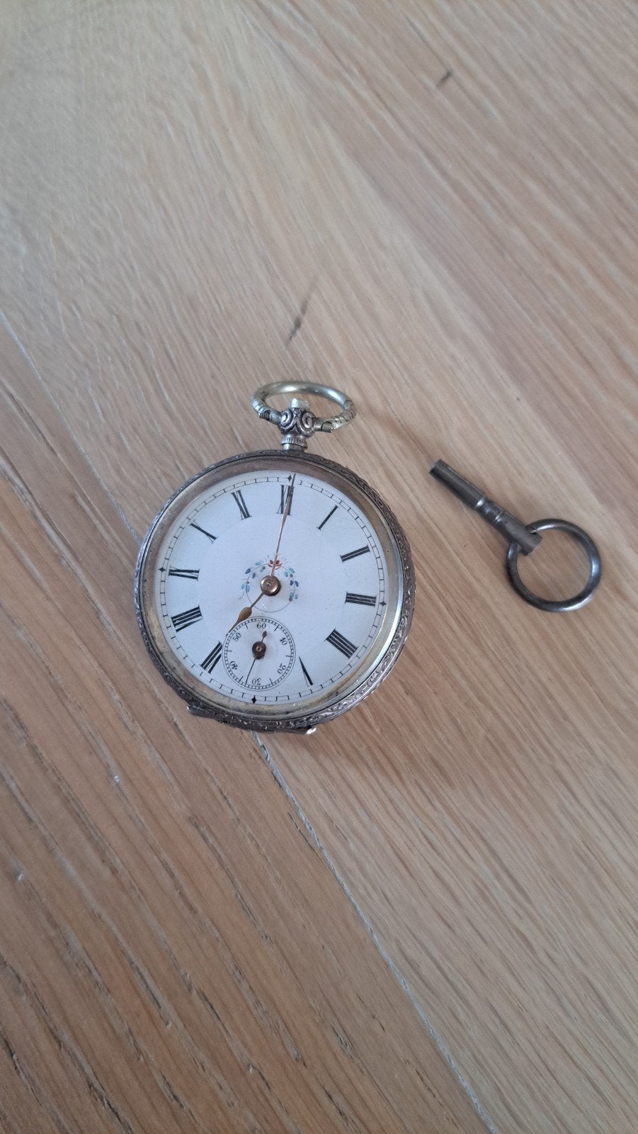 Antiek Zilveren Zakhorloge met Sleutel, Overige merken, Zakhorloge, 1900 tot 1930, Ophalen of Verzenden