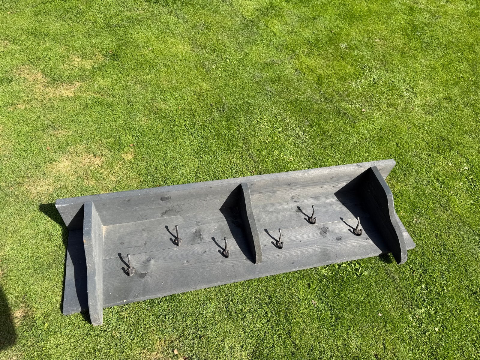 Wandrek console grijs met haken - Landelijk & Stoer, Gebruikt, Minder dan 100 cm, Hout, Ophalen