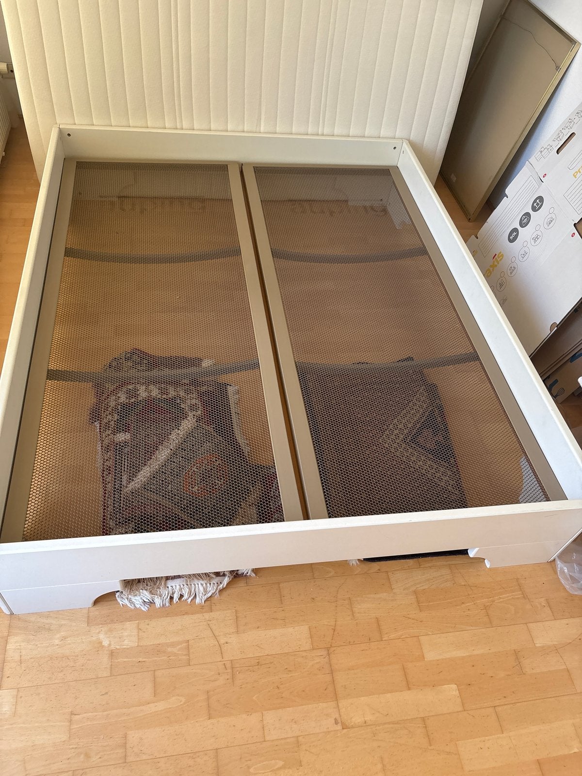 Auping spiraalbodems 80x195cm met roomkleurige bedombouw, Huis en Inrichting, Slaapkamer | Bedden, Ophalen, Gebruikt, Tweepersoons