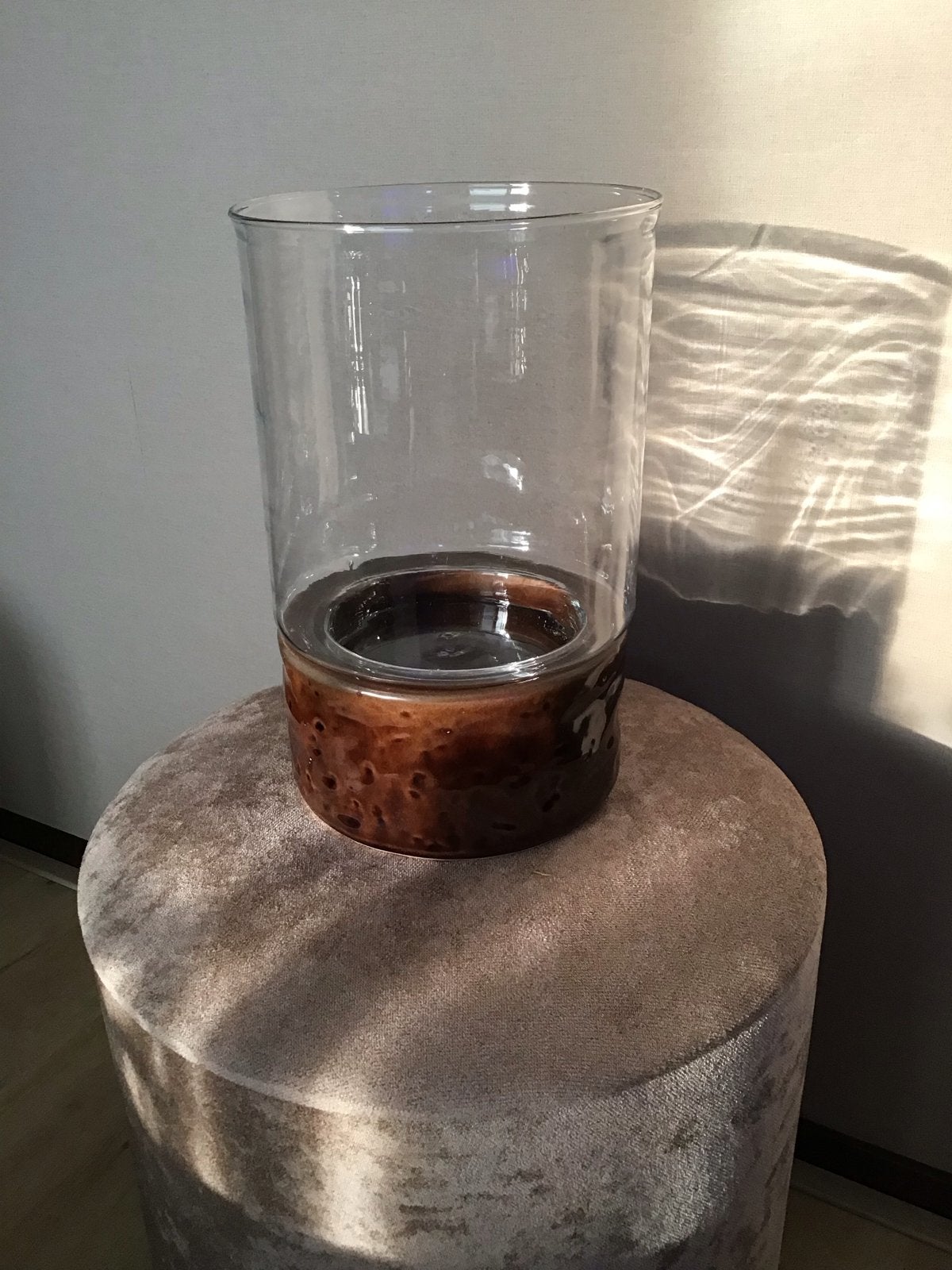 Groot Riverdale windlicht - Aardewerk en glas, Ophalen of Verzenden, Gebruikt, Bruin, Steen/keramiek