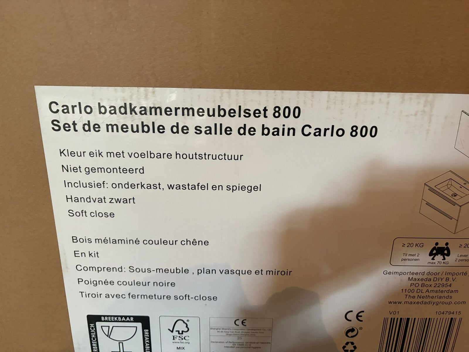 Nieuw Carlo Badkamermeubelset, Huis en Inrichting, Badkamer | Badkamermeubels, Ophalen, Nieuw, 50 tot 100 cm, Minder dan 100 cm