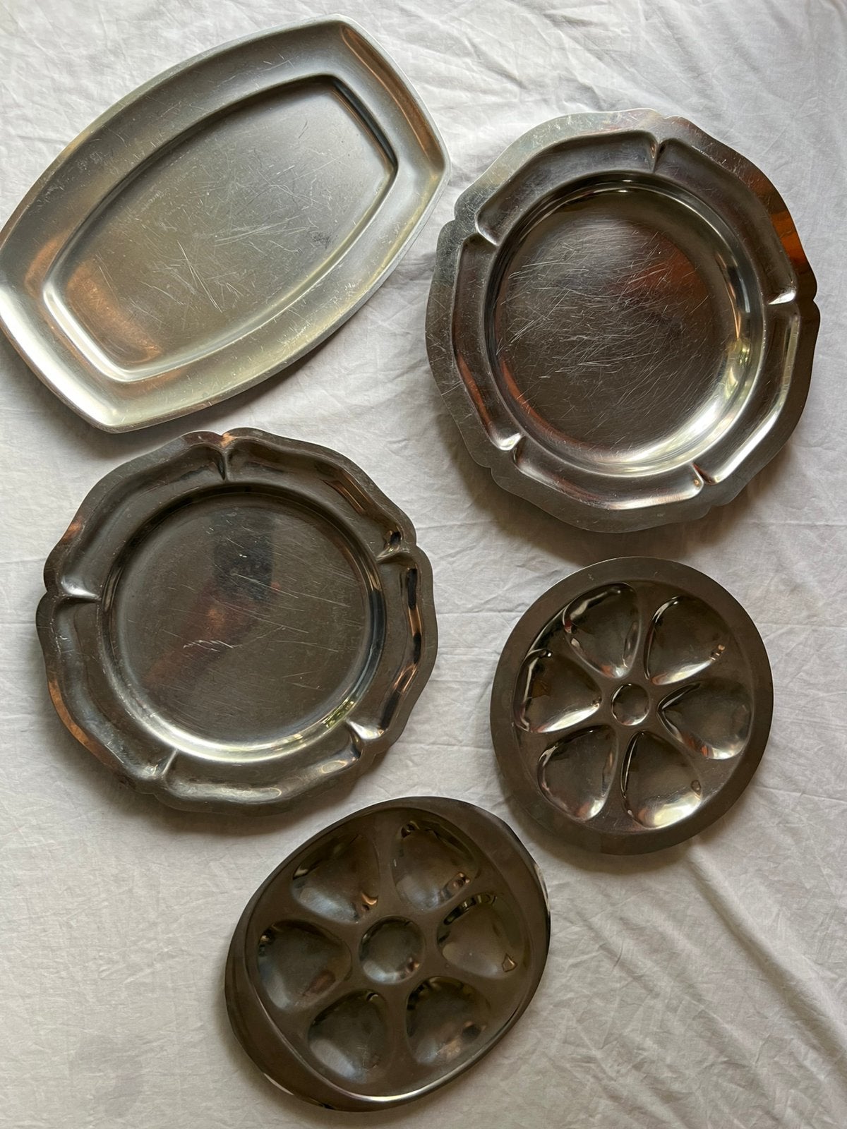 Diverse Franse vintage RVS schalen / inox serveerschalen, Ophalen, Gebruikt, Vintage, Schaal of Schalen