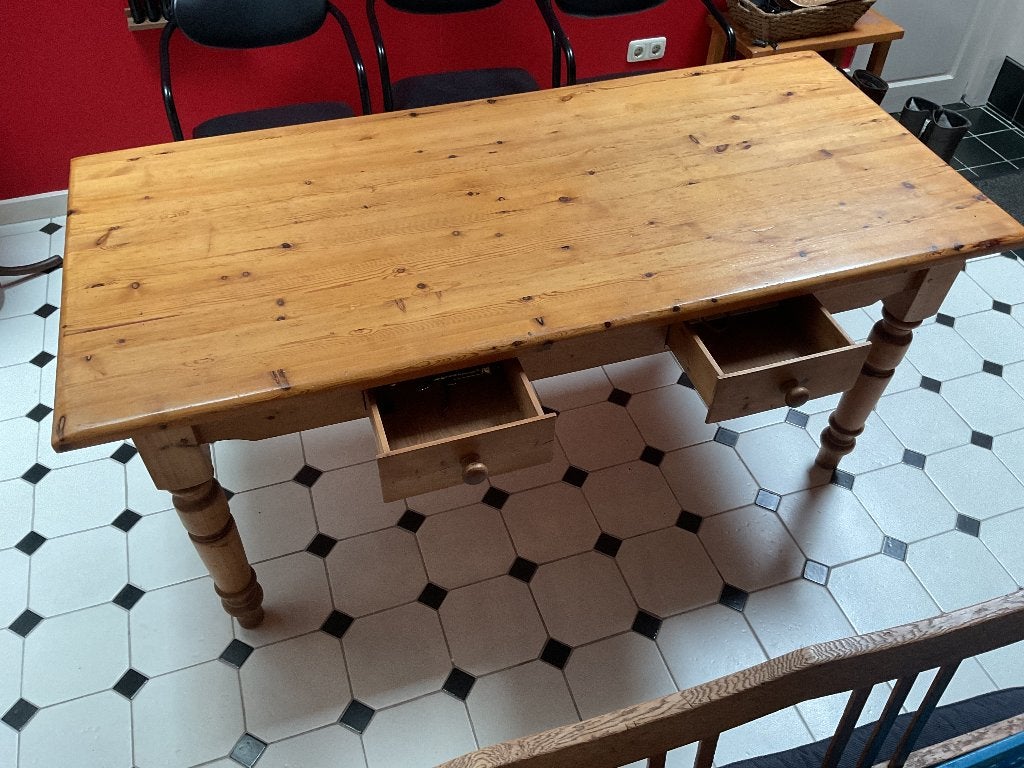Grenen eettafel, Ophalen, Gebruikt, 50 tot 100 cm, 150 tot 200 cm