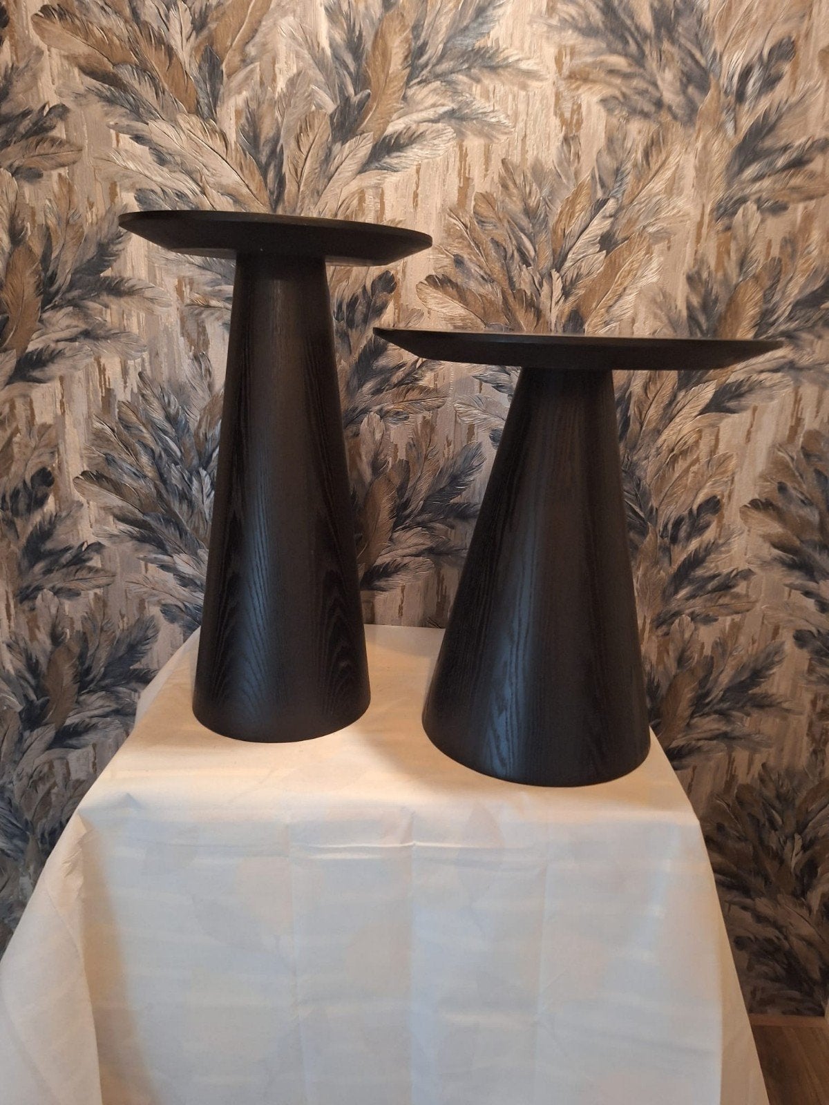 Set van 2 ronde bijzettafels met houtmotief, Ophalen, Minder dan 55 cm, Gebruikt, Rond