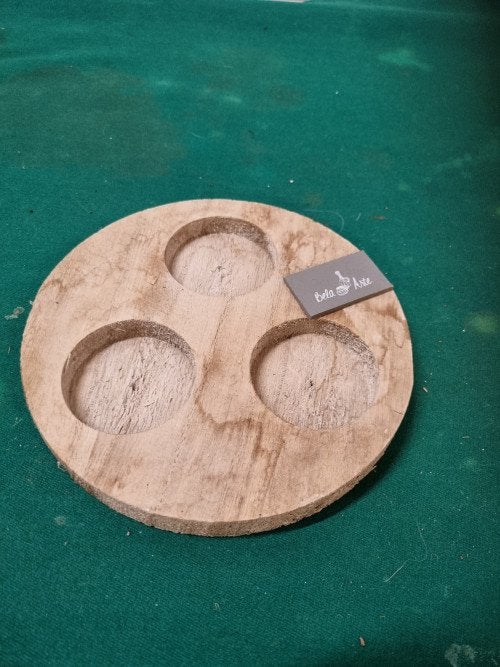kaarsenhouder hout voor drie stomp kaarsen, Ophalen of Verzenden, 'T Olde Gre-j, Info@toldegrej.nl, Endepoelstraat 20f Didam