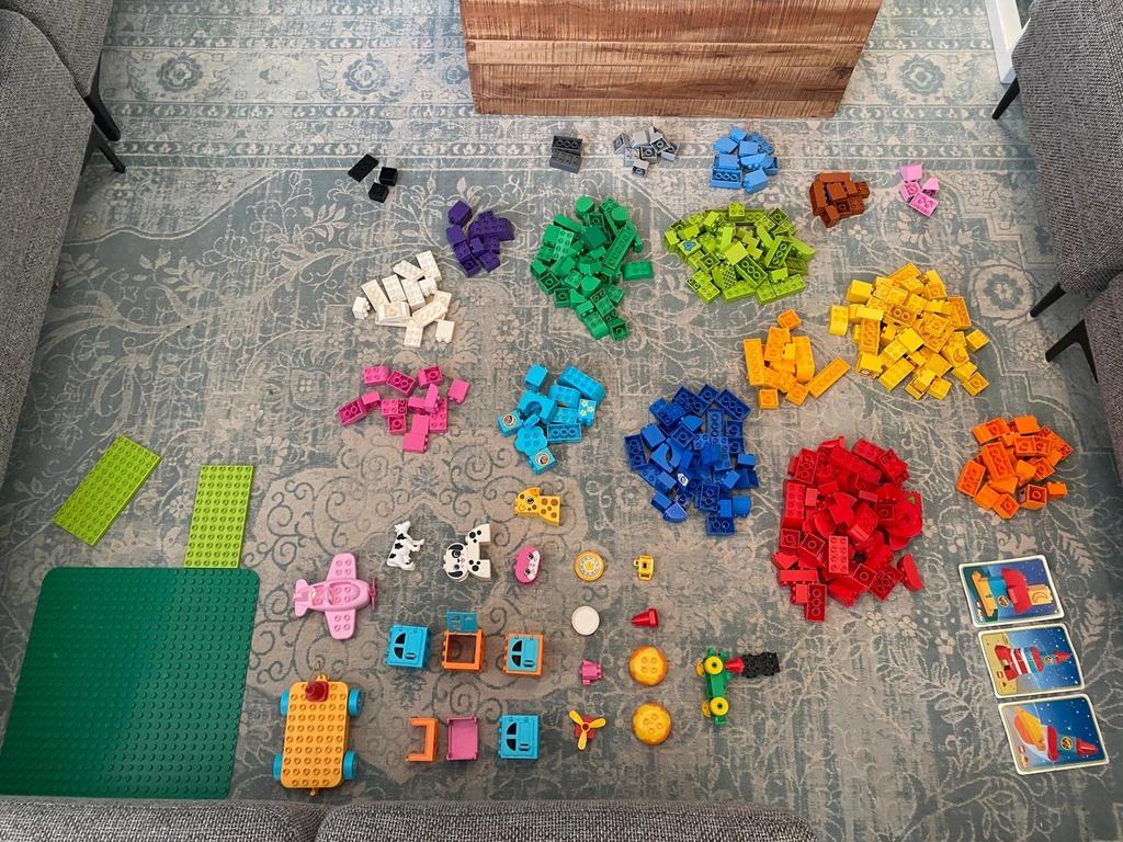 Grote partij LEGO Duplo met grondplaten en bouwkaarten, Ophalen, Gebruikt, Overige thema's, Duplo