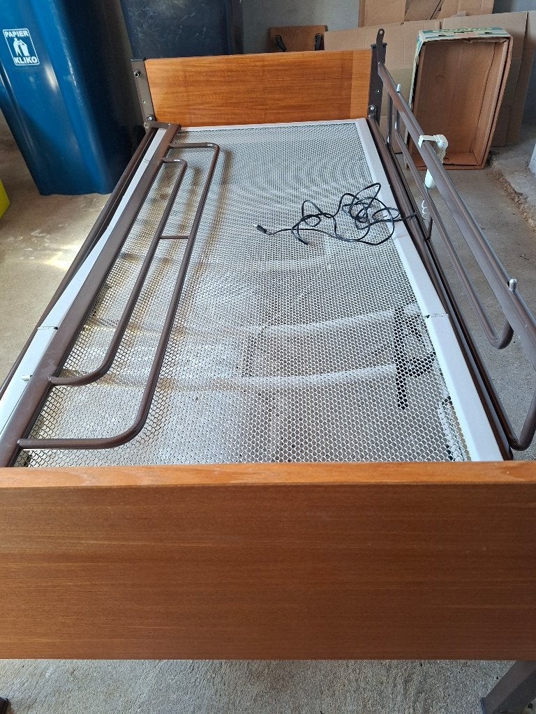 bed met elektrisch verstelbare spiraalbodem, Ophalen, 90 cm, Eenpersoons, Bruin