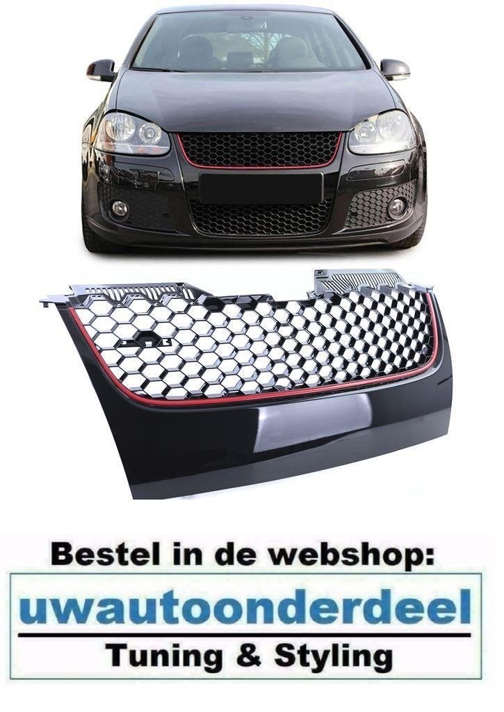Honingraat Grill Rode Bies Geschikt Voor Vw Golf 5 GTI