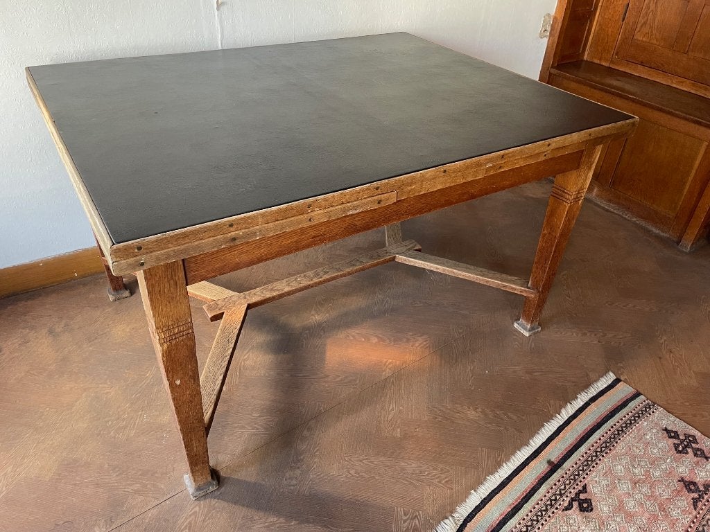 Antieke eiken uitschuiftafel, ca. 1920, Ophalen
