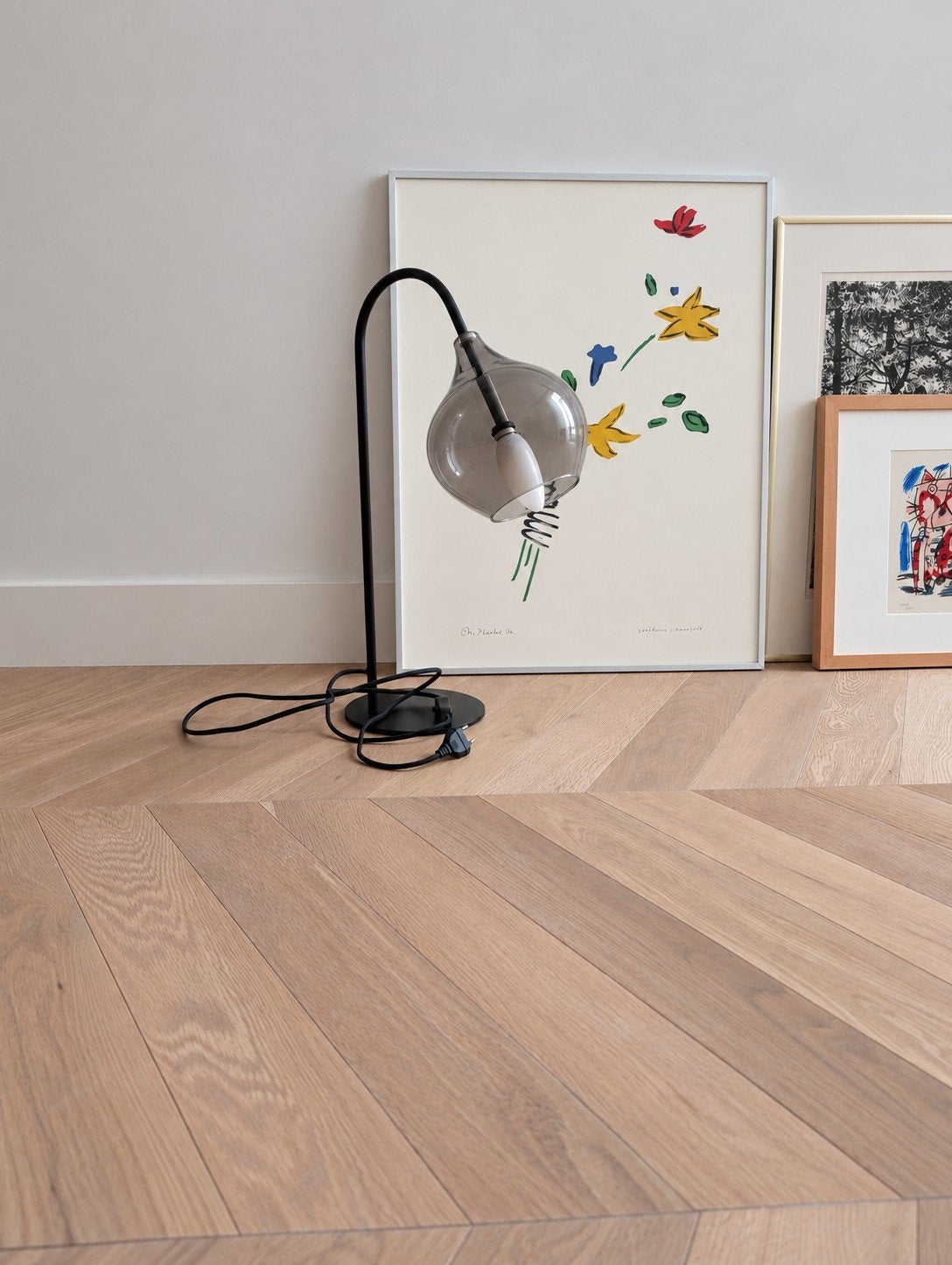 Design tafellamp / bureaulamp, glas & metaal, Ophalen, Bureaulamp, Zwart, Glas