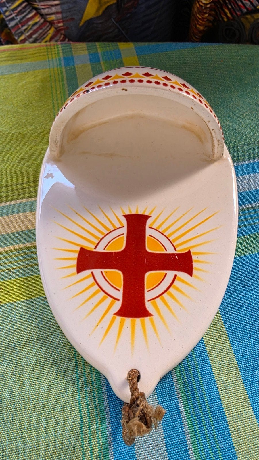 Antiek Heiligwaterbakje met Kruis - Religieuze Kunst, Ophalen of Verzenden