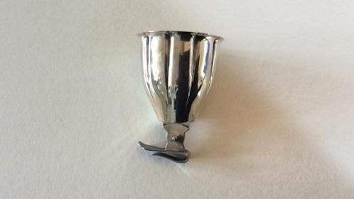 Verzilverde klembeker, beker met klem voor vorkjes ed, Antiek en Kunst, Ophalen of Verzenden
