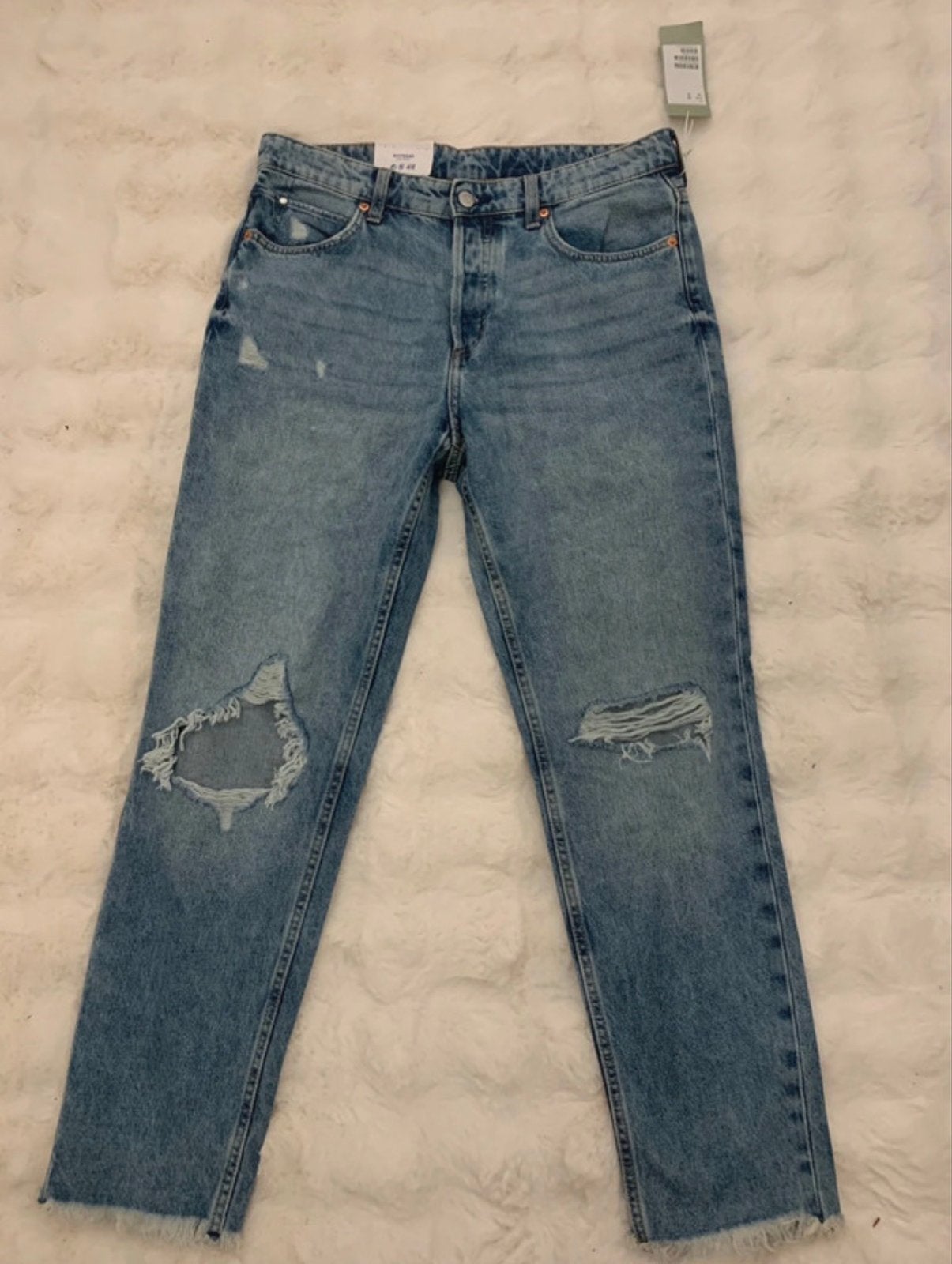 H&M Boyfriend Jeans met scheuren - Nieuw met kaartje, Ophalen of Verzenden, Nieuw, Blauw, W28 - W29 (confectie 36)