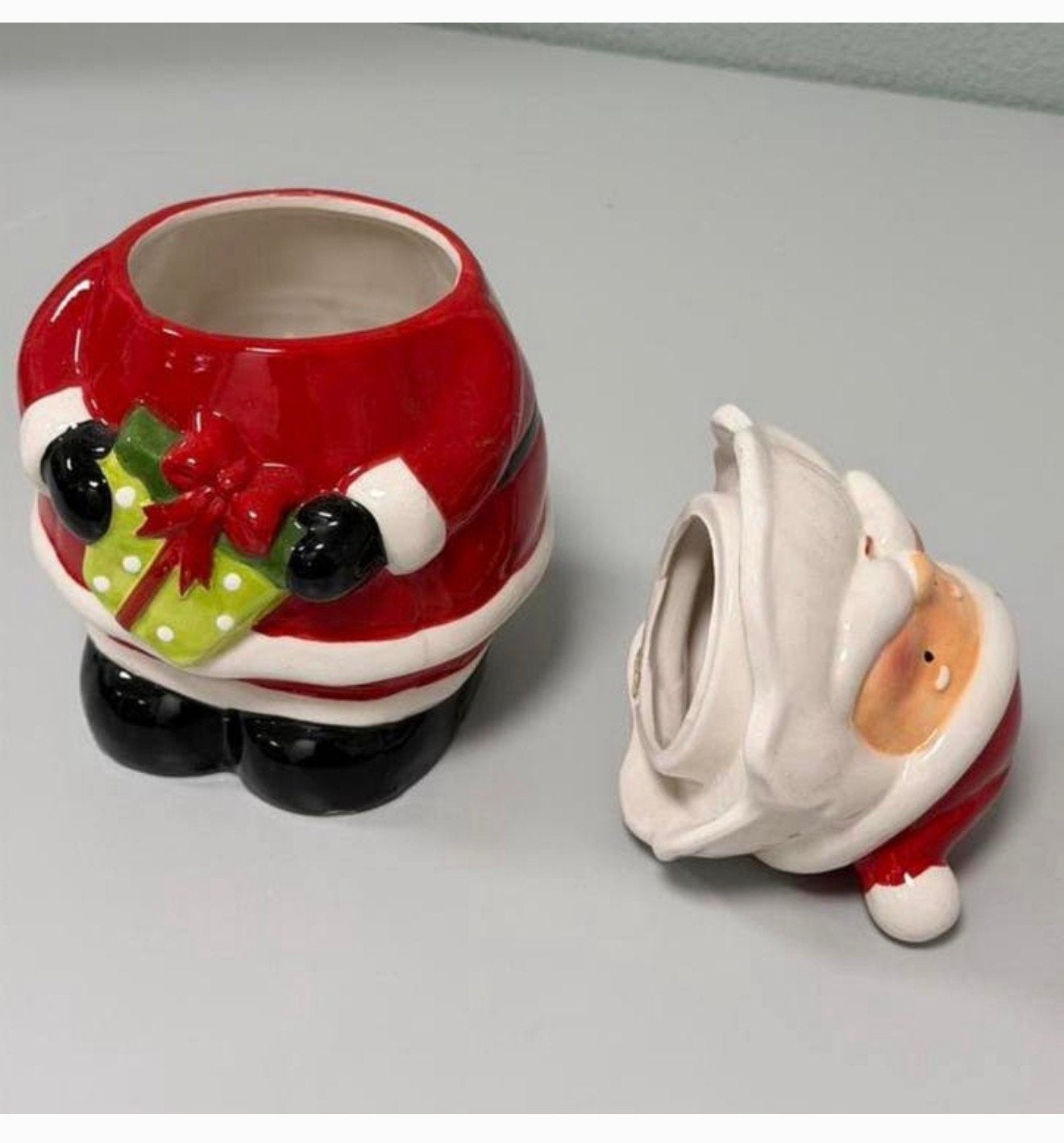 Kerstman Koekjespot Keramiek 25 cm met Deksel kerst Kerstmis, Ophalen of Verzenden, Zo goed als nieuw, H, H