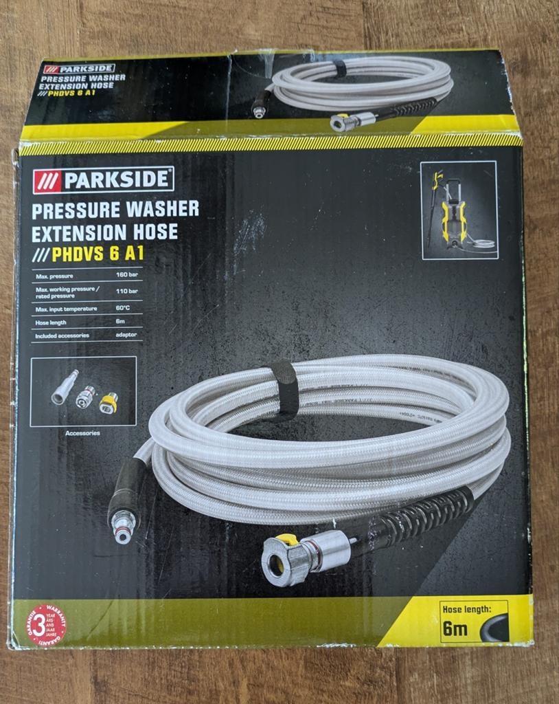 Parkside Hogedruk-verlengslang PHDVS 6 A1 - 6m, Ophalen of Verzenden, Nieuw, Tuinslang