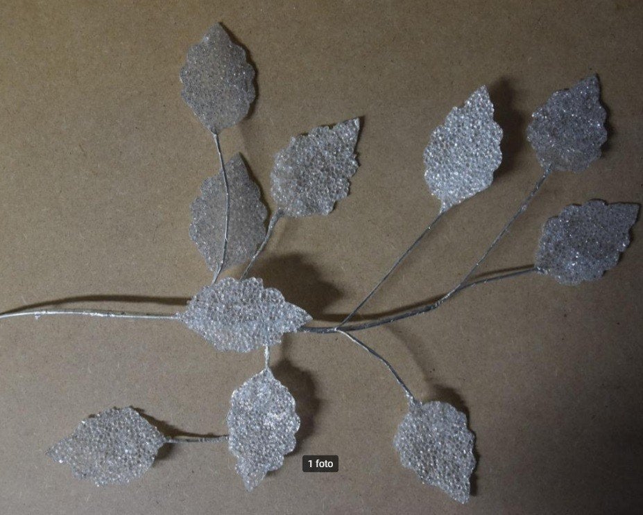 tak kerst herfst winter decoratie bladeren glinster zilver, Ophalen of Verzenden, Zo goed als nieuw