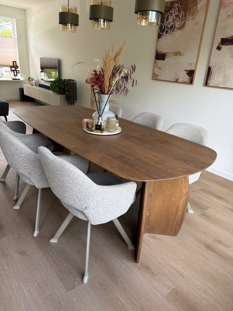 Dyyk/Loods5 Eettafel Divio tabacco light 220x100 cm, Huis en Inrichting, Tafels | Eettafels, Ophalen, 100 tot 150 cm, Eikenhout