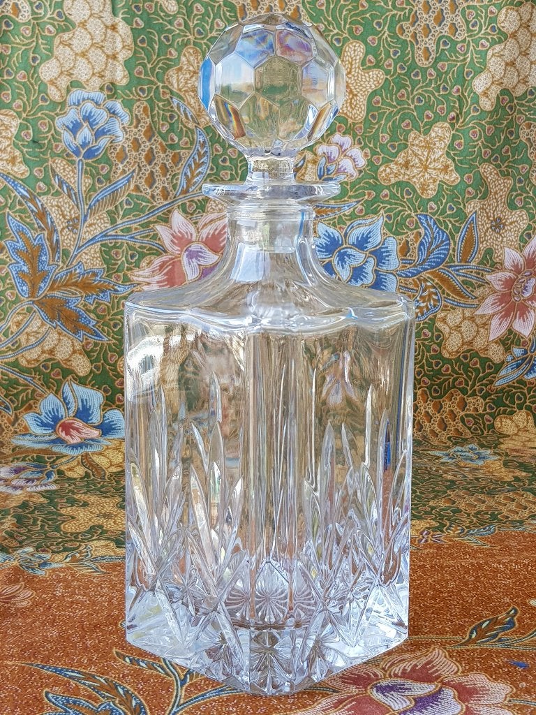 Mooie zware oude Engelse whiskykaraf van kristal 25,2 cm., Antiek en Kunst, Ophalen of Verzenden
