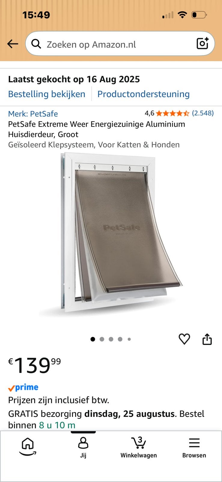 PetSafe hondenluik L - drie laags flap, Ophalen of Verzenden, Gebruikt