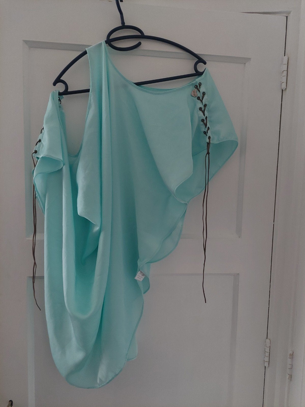 Jacky Luxury mintgroene top met vetersluiting L, Ophalen, Maat 42/44 (L), Groen, Jacky Luxury