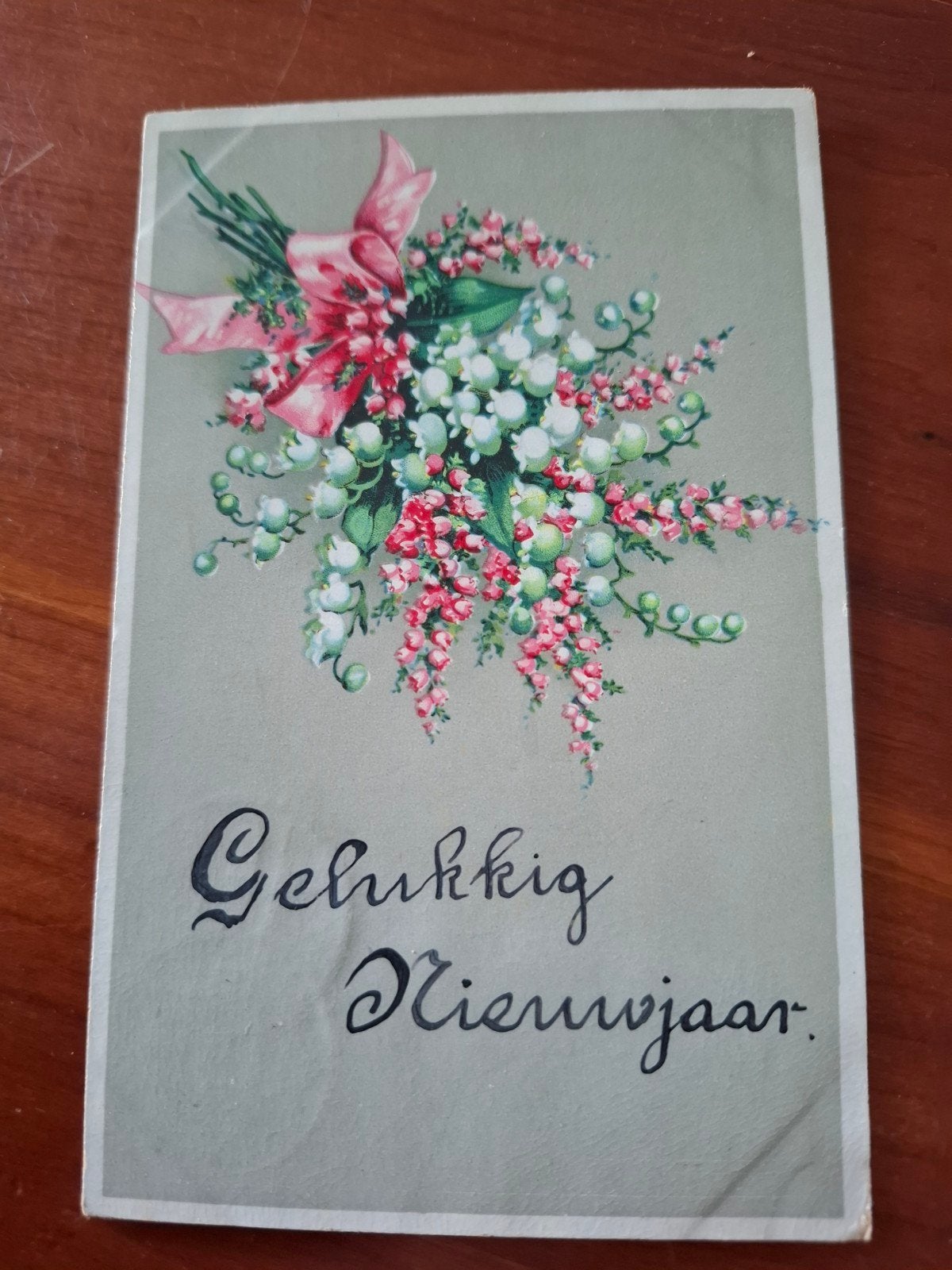 Oude Gelukkig Nieuwjaar Ansichtkaart - Lelietjes-van-dalen, Ophalen of Verzenden, 1920 tot 1940, Gelopen, Feest(dag)