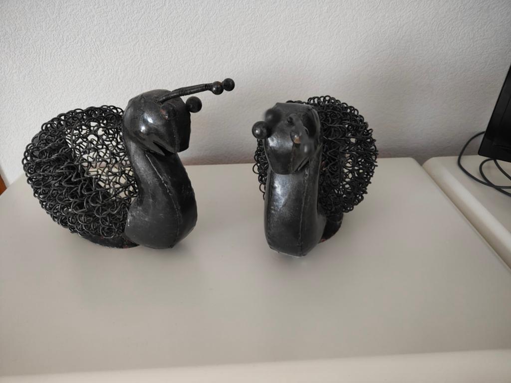 Decoratieve slakken van metaal - set van 2, Huis en Inrichting, Woonaccessoires | Overige, Ophalen of Verzenden, Gebruikt, Zwart