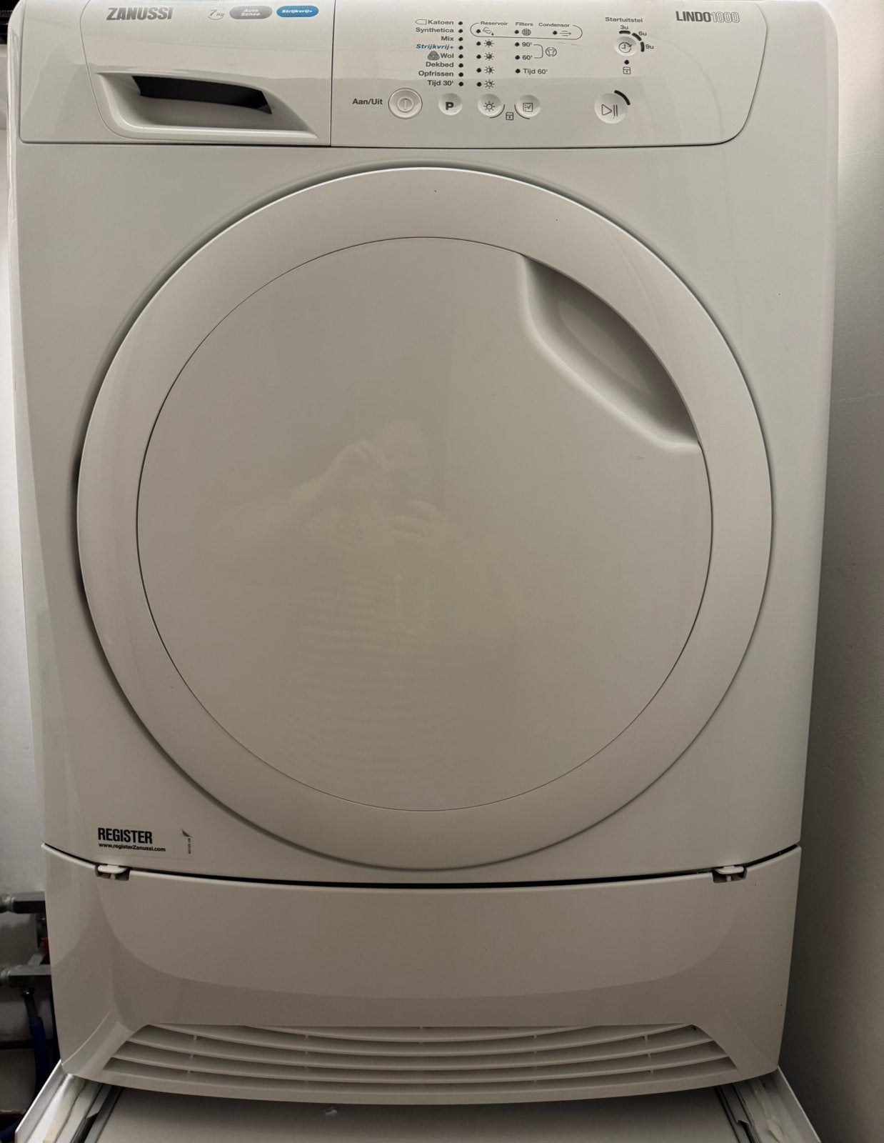 Wasdroger Zanussi Lindo 1000, Witgoed en Apparatuur, Ophalen, 6 tot 8 kg, Zo goed als nieuw, 85 tot 90 cm
