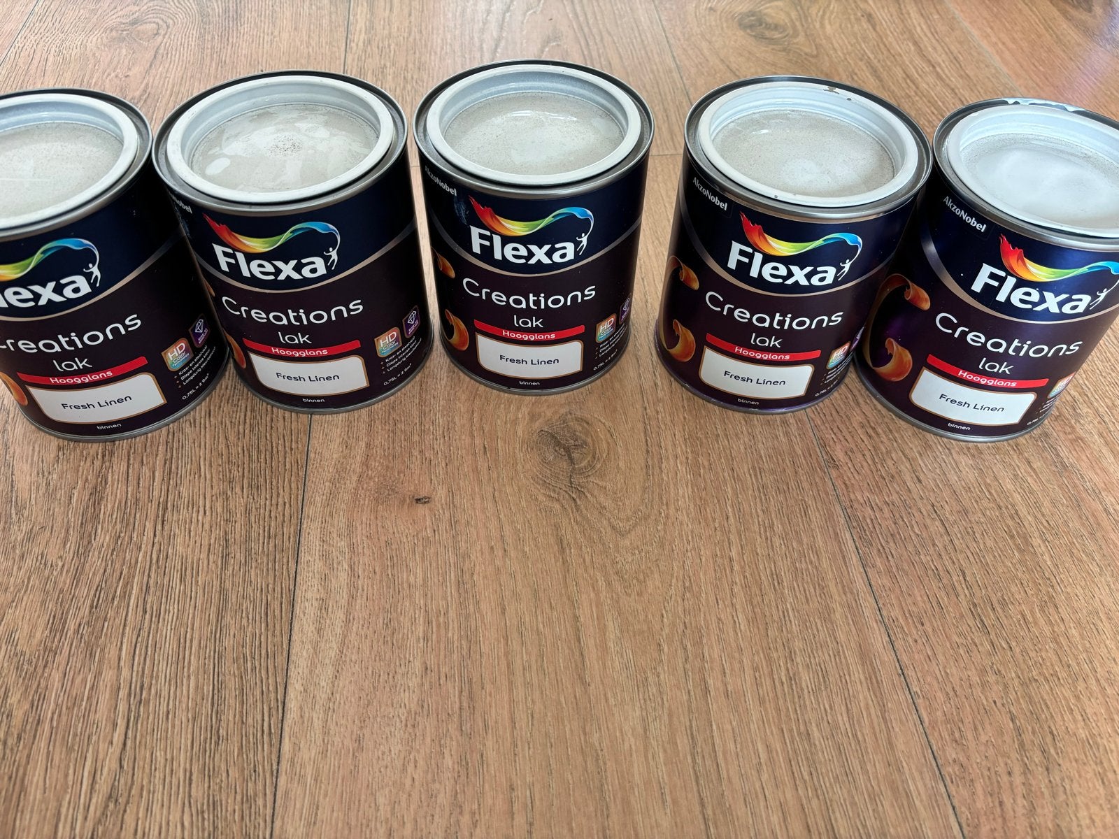 Flexa Creations Lak Hoogglans Fresh Linen (5 x 750 ml), Ophalen, Wit, Nieuw, Lak