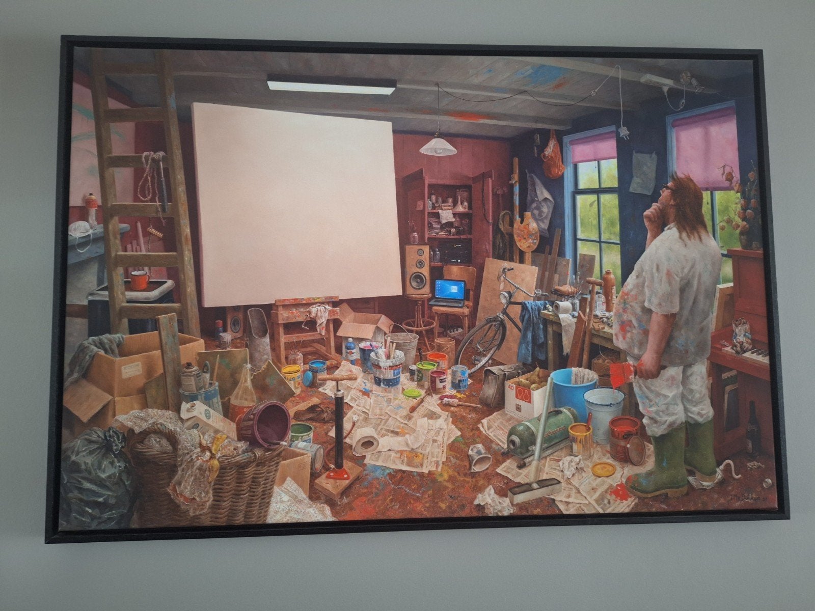 Schilderij met baklijst van Marius van Dokkum 120 x 80, Ophalen, Figuren, Ingelijst, Print
