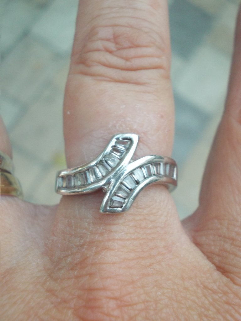 zilveren vintage ring met steentjes maat krap 17 nr.082, Verzenden, Dame, Zilver, Zilver