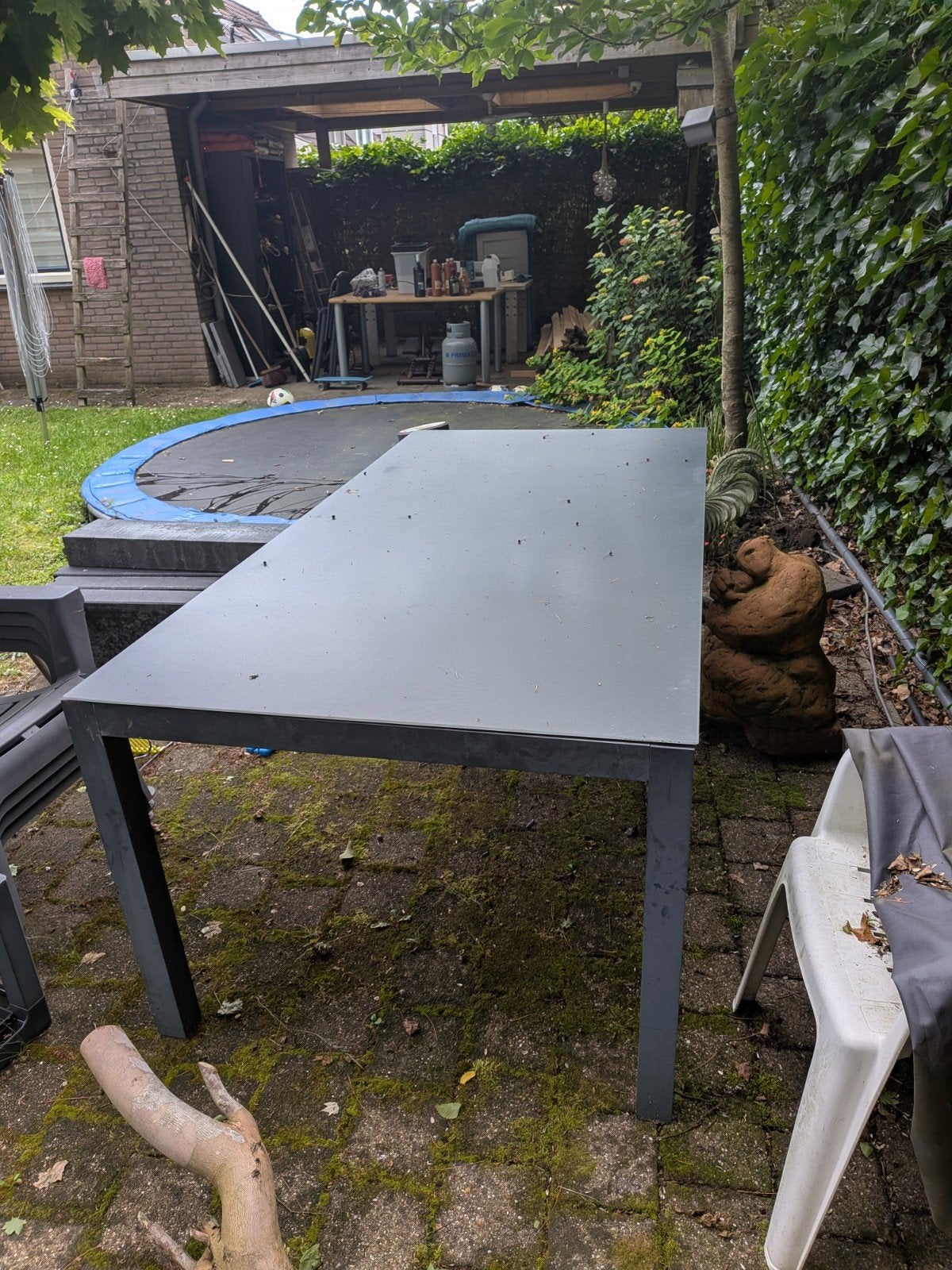 Tuintafel 100x200 met glazen blad, Ophalen, Gebruikt, Rechthoekig, Overige materialen