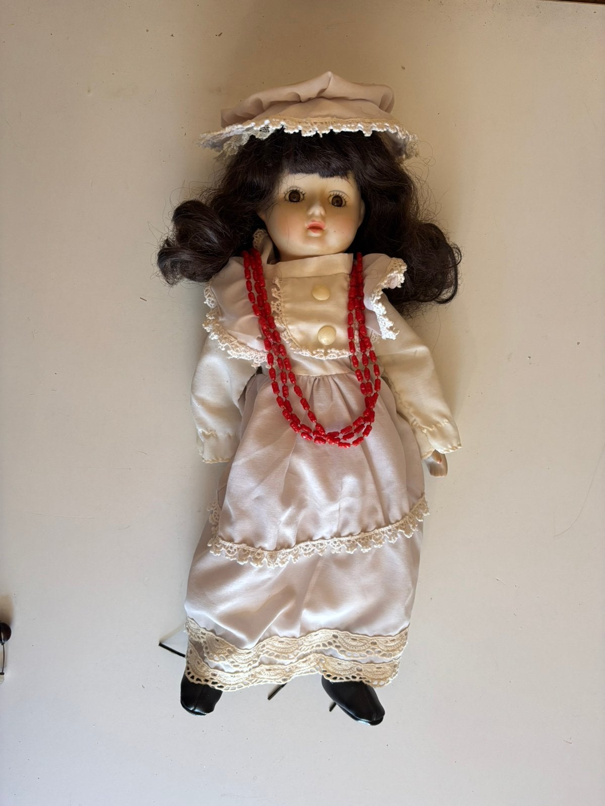 Vintage porseleinen pop jaren 50 - ca. 40 cm, Verzamelen, Poppen, Ophalen of Verzenden