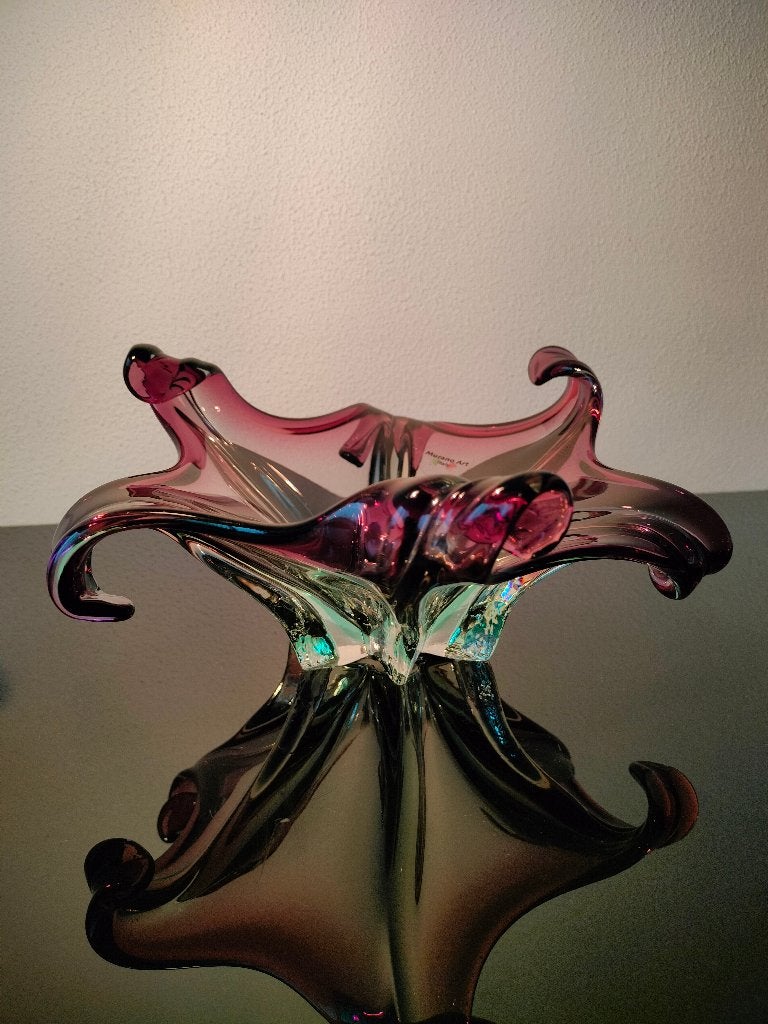 Murano Uniek Glas Schaal Roze Paars Blauw 1950, Ophalen of Verzenden