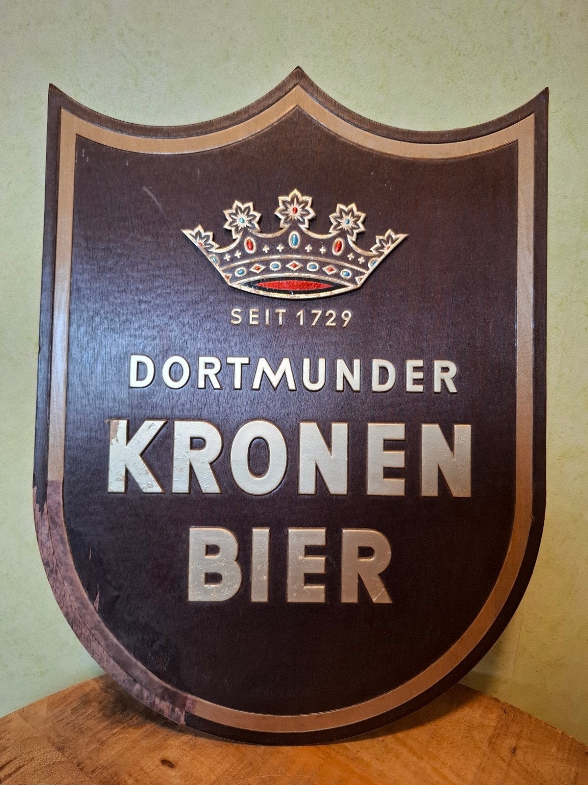 Dortmunder Kronen Bier Bord Jaren 70, Ophalen of Verzenden, Gebruikt, Reclamebord