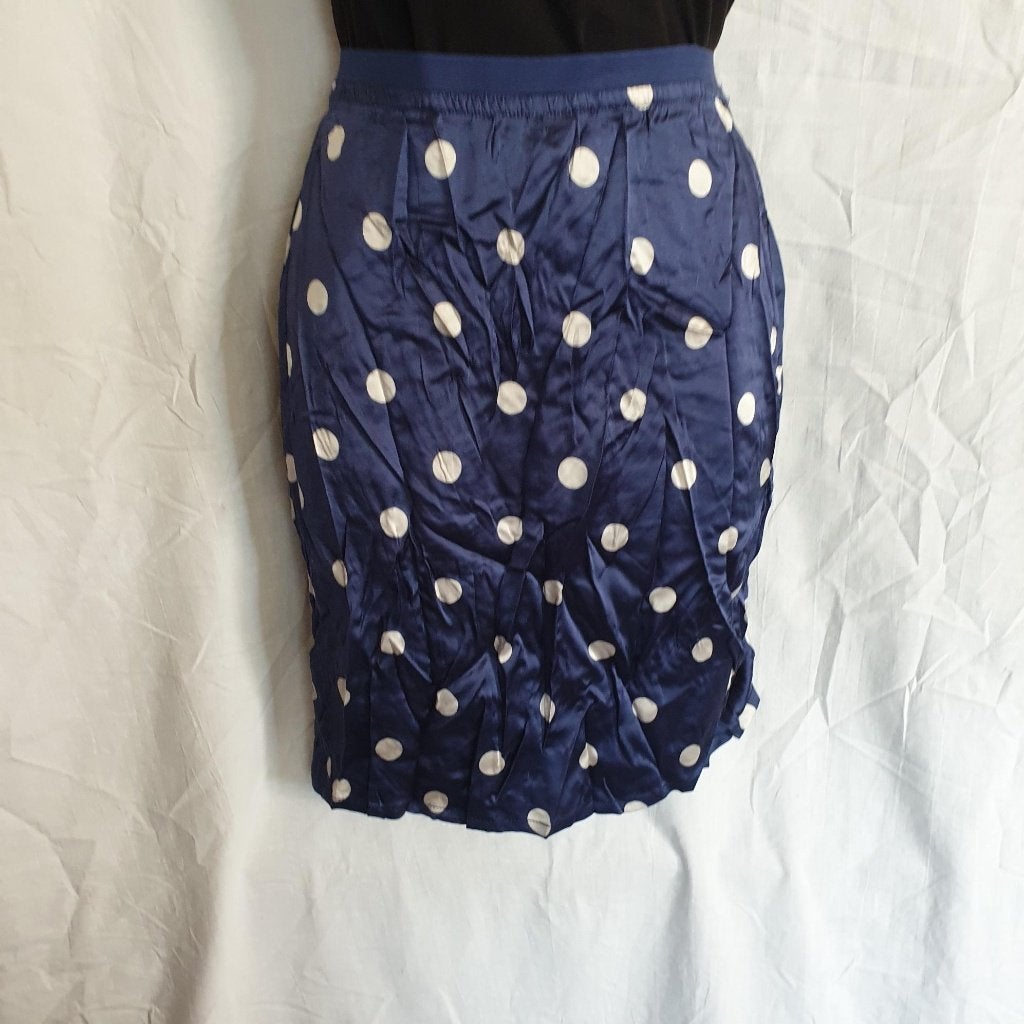 Mooie blauwe glanzende rok, witte stippen.Mt Mt m. Sissy Boy, Maat 38/40 (M), Blauw, ., Ophalen of Verzenden