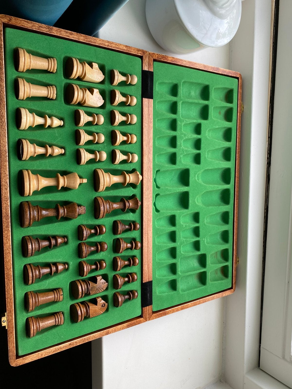 Houten schaakspel, Ophalen of Verzenden, Zo goed als nieuw