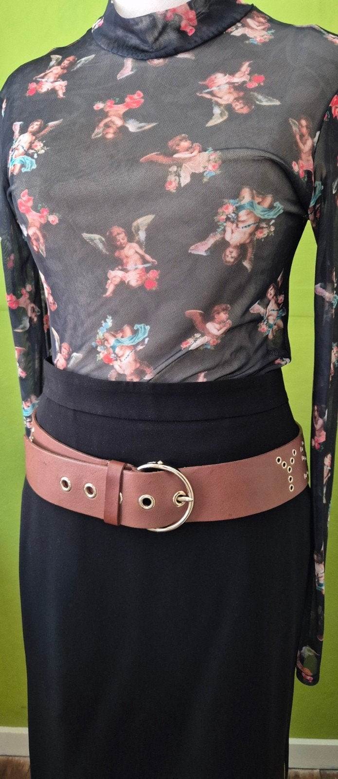 Yves Saint Laurent Leren Riem met Oogjes - Bruin, Yves Saint Laurent, Echt leder, 90 tot 100 cm, Tailleriem