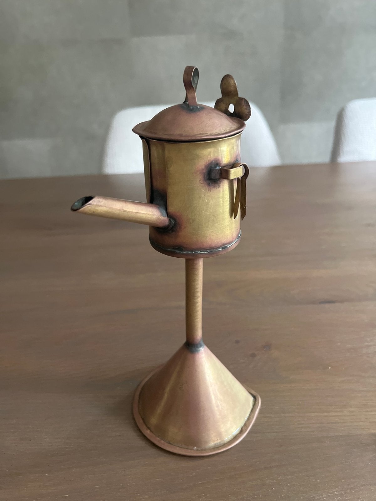 Antieke Snotneus Olie Lamp - Koper/Brons, Ophalen of Verzenden, Koper