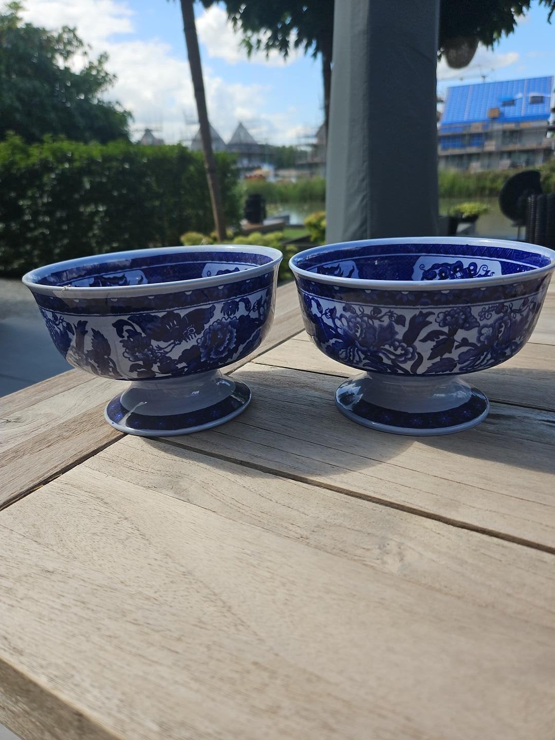 2x Antieke ACF TECLA Blauwe Schaaltjes - Italië (1930-1960), Ophalen of Verzenden