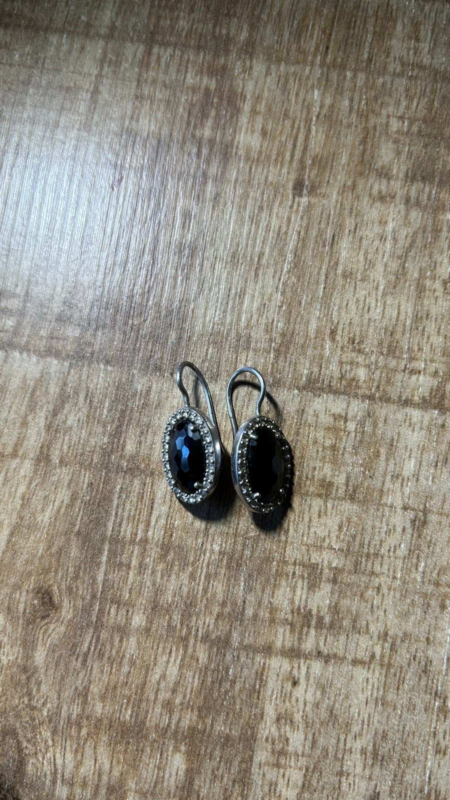 Elegante zilveren oorbellen en hanger met zwarte edelsteen, Sieraden, Tassen en Uiterlijk, Hangers, Zwart, Ophalen of Verzenden