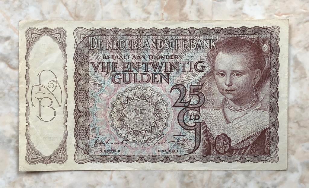25 gulden 1 mei 1944, Prinsesje., Postzegels en Munten, Bankbiljetten | Nederland, Verzenden, 25 gulden, Los biljet