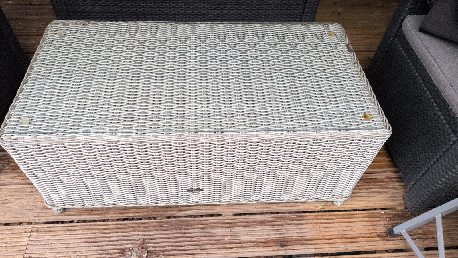 Intenso Wicker Buiten Salontafel met Glasplaat, Tuin en Terras, Ophalen, Gebruikt, Rechthoekig, Wicker