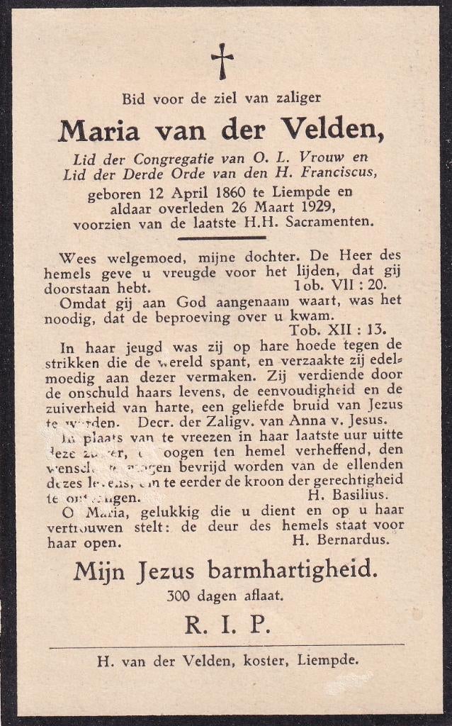 Velden Maria 1860 Liempde 1929, Ophalen of Verzenden