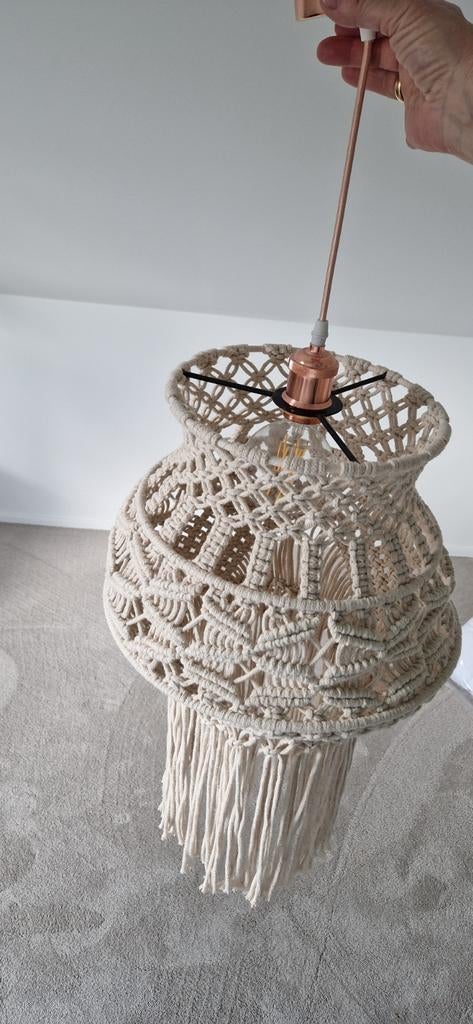 Boho Macramé Hanglamp - Handgemaakt en Stijlvol, Ophalen of Verzenden, Zo goed als nieuw, Metaal, Boho, Macramé