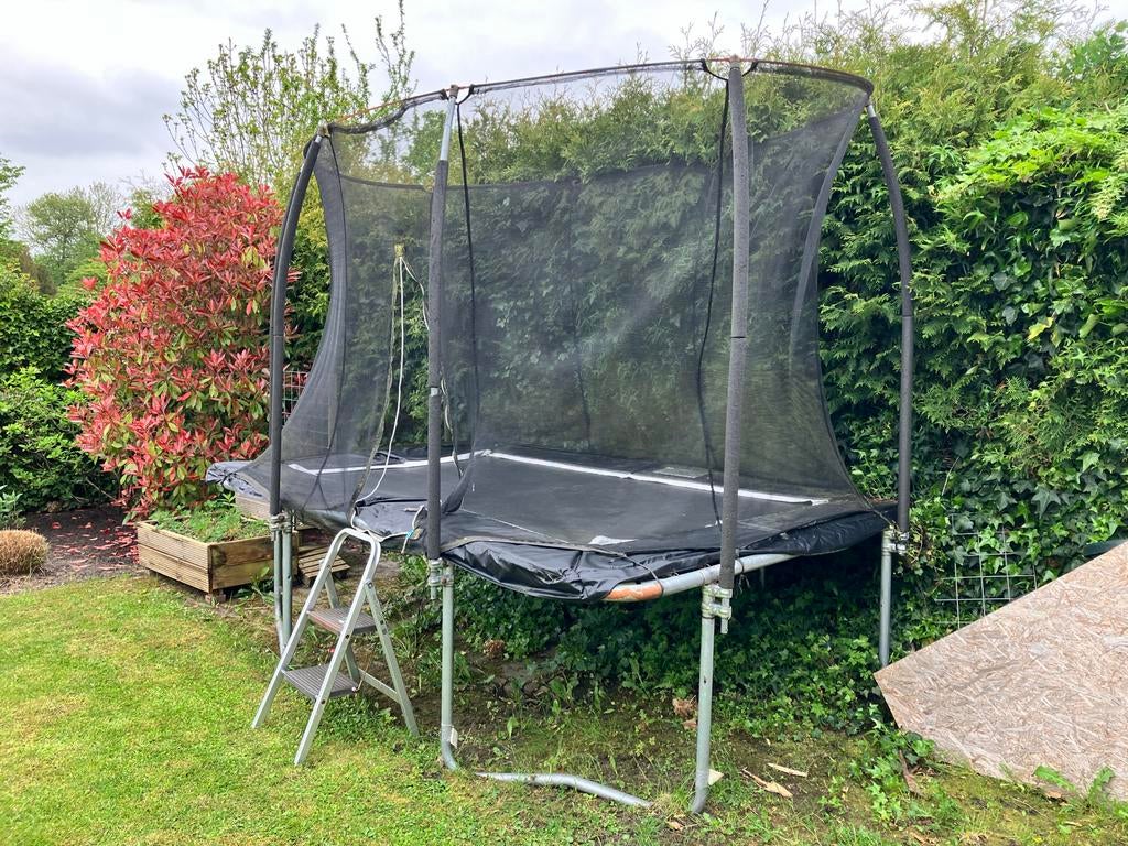 Grote Salta trampoline met veiligheidsnet en trapje, Ophalen of Verzenden, Gebruikt