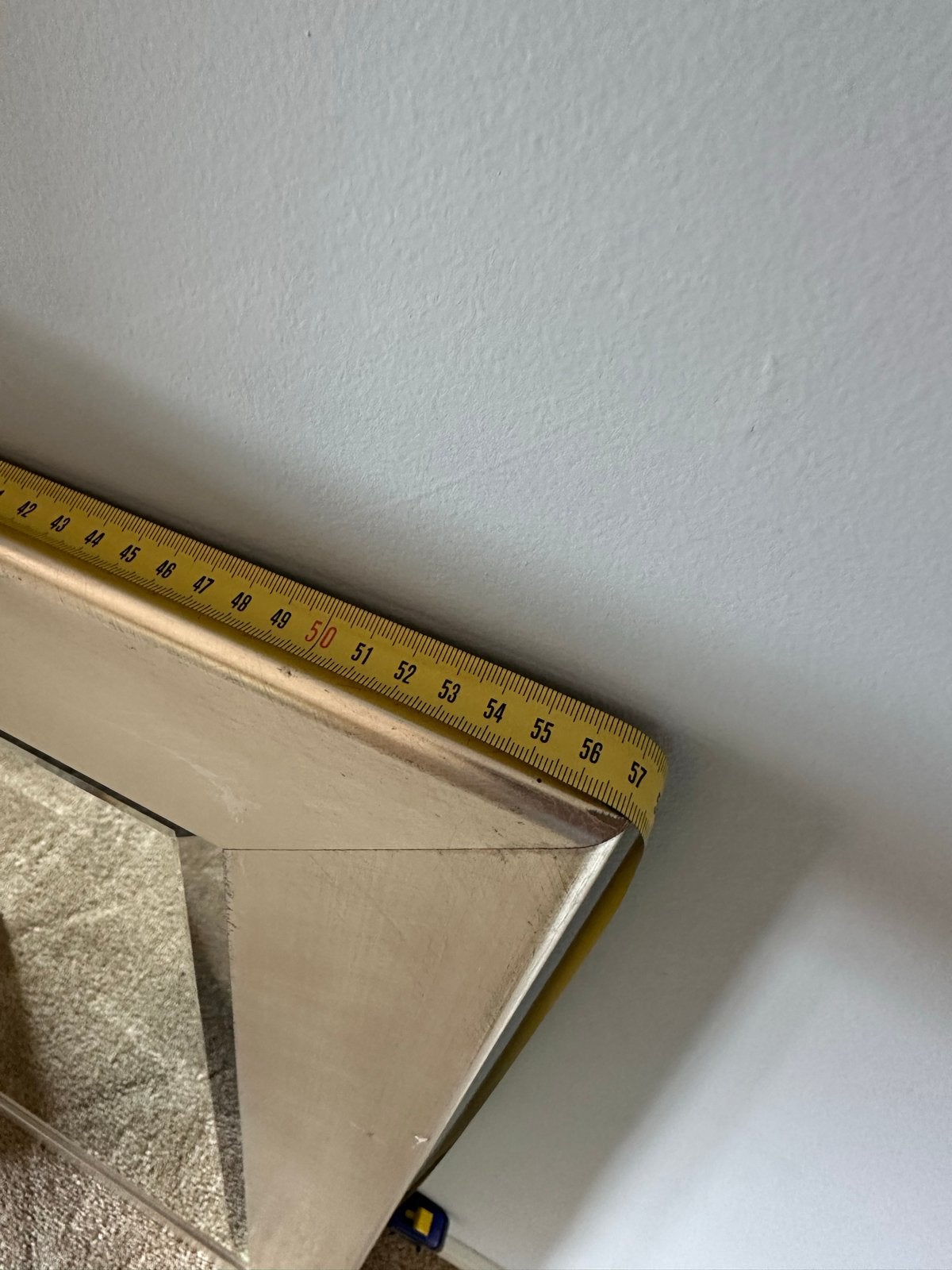 Grote spiegel met grijze grey wash lijst (117x57 cm), Huis en Inrichting, Woonaccessoires | Spiegels, Ophalen, Gebruikt, 100 tot 125 cm